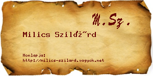Milics Szilárd névjegykártya